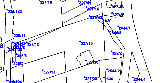 Parcela st. 327/15 v KÚ Dyje, Katastrální mapa
