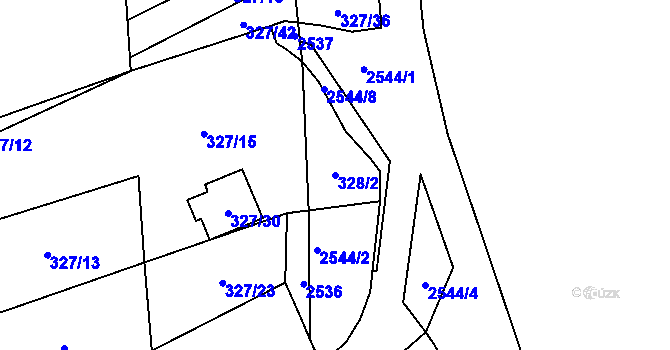 Parcela st. 328/2 v KÚ Dyje, Katastrální mapa