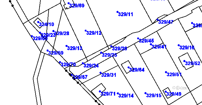 Parcela st. 329/25 v KÚ Dyje, Katastrální mapa