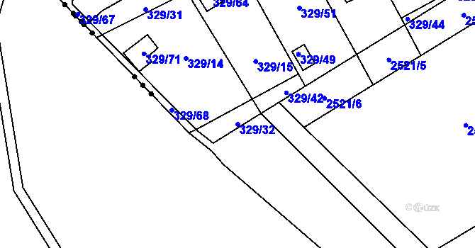 Parcela st. 329/32 v KÚ Dyje, Katastrální mapa