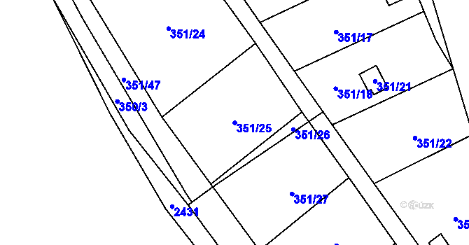 Parcela st. 351/25 v KÚ Dyje, Katastrální mapa