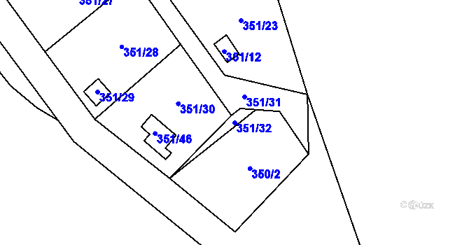 Parcela st. 351/32 v KÚ Dyje, Katastrální mapa