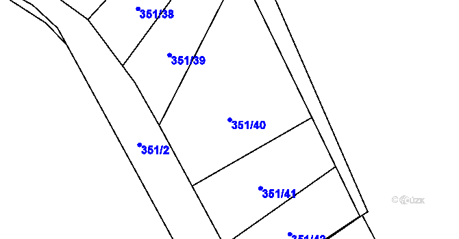 Parcela st. 351/40 v KÚ Dyje, Katastrální mapa