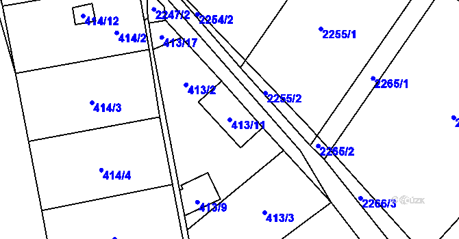 Parcela st. 413/11 v KÚ Dyje, Katastrální mapa