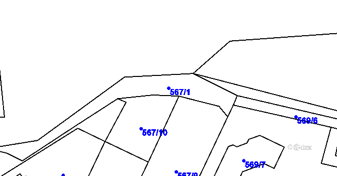 Parcela st. 567/1 v KÚ Dyje, Katastrální mapa