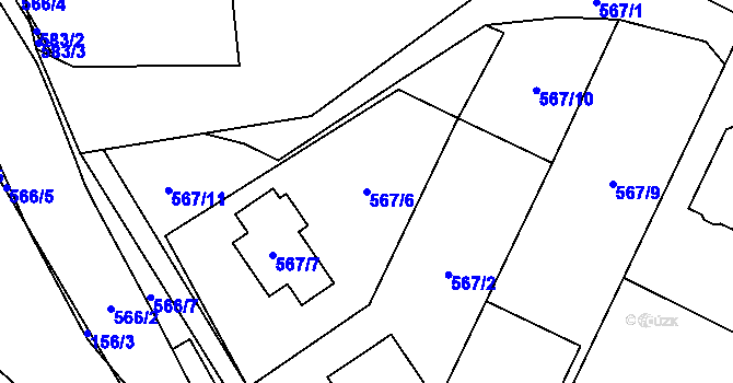 Parcela st. 567/6 v KÚ Dyje, Katastrální mapa