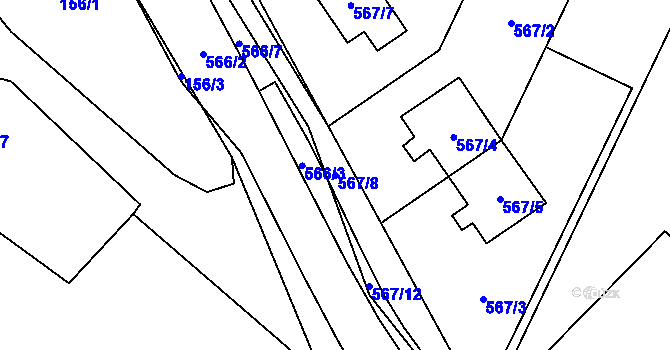 Parcela st. 567/8 v KÚ Dyje, Katastrální mapa