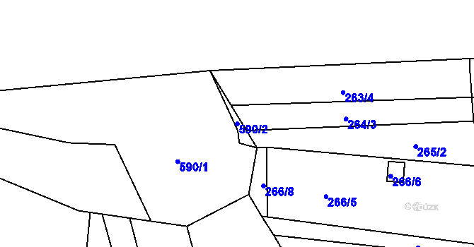 Parcela st. 590/2 v KÚ Dyje, Katastrální mapa