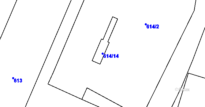 Parcela st. 614/14 v KÚ Dyje, Katastrální mapa