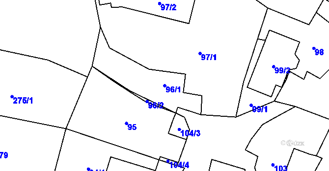Parcela st. 96/1 v KÚ Dyje, Katastrální mapa