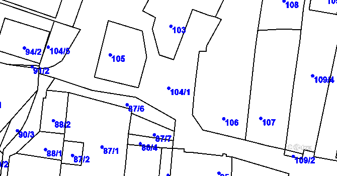 Parcela st. 104/1 v KÚ Dyje, Katastrální mapa
