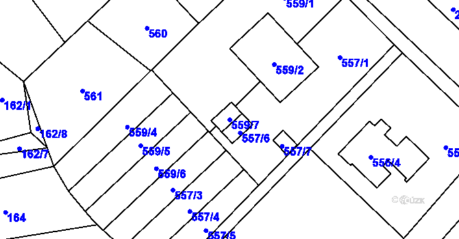Parcela st. 559/7 v KÚ Dyje, Katastrální mapa