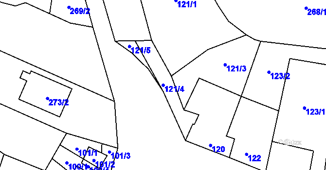 Parcela st. 121/4 v KÚ Dyje, Katastrální mapa