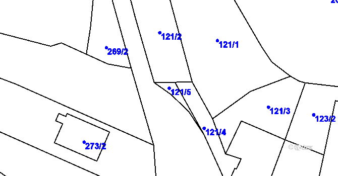 Parcela st. 121/5 v KÚ Dyje, Katastrální mapa