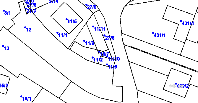 Parcela st. 11/7 v KÚ Dyje, Katastrální mapa