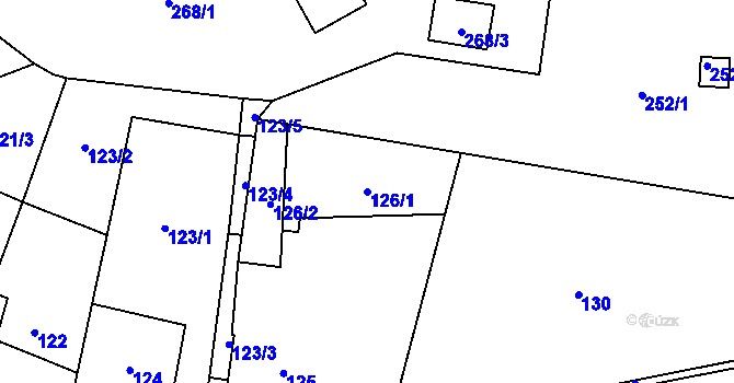 Parcela st. 126/1 v KÚ Dyje, Katastrální mapa