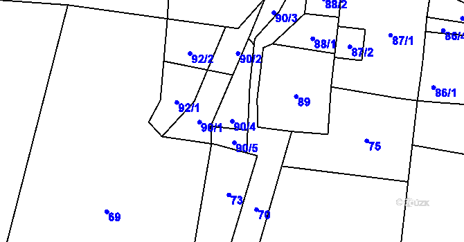 Parcela st. 90/4 v KÚ Dyje, Katastrální mapa