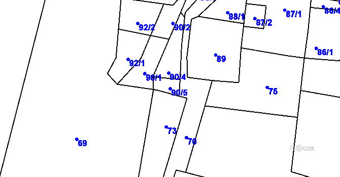Parcela st. 90/5 v KÚ Dyje, Katastrální mapa