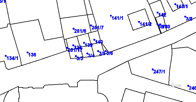 Parcela st. 3/5 v KÚ Dyje, Katastrální mapa