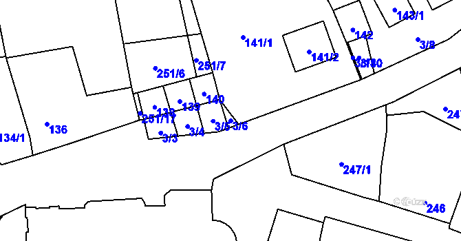 Parcela st. 3/6 v KÚ Dyje, Katastrální mapa