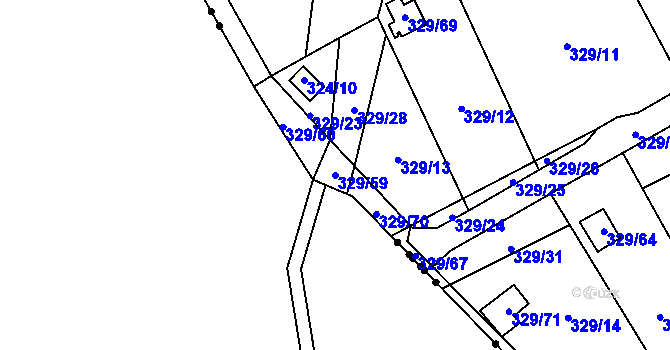 Parcela st. 329/59 v KÚ Dyje, Katastrální mapa