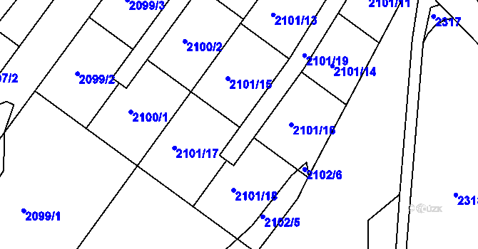 Parcela st. 2101 v KÚ Dyje, Katastrální mapa