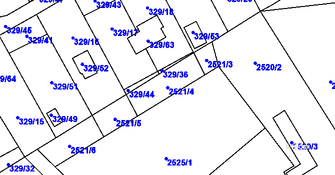 Parcela st. 2521/4 v KÚ Dyje, Katastrální mapa