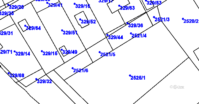 Parcela st. 2521/5 v KÚ Dyje, Katastrální mapa