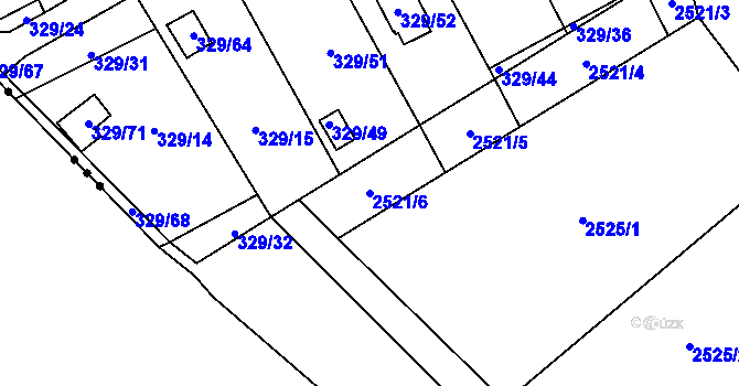 Parcela st. 2521/6 v KÚ Dyje, Katastrální mapa