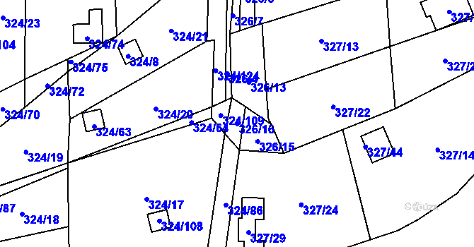Parcela st. 326/16 v KÚ Dyje, Katastrální mapa
