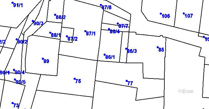 Parcela st. 86/1 v KÚ Dyje, Katastrální mapa