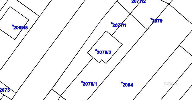 Parcela st. 2078/2 v KÚ Dyje, Katastrální mapa