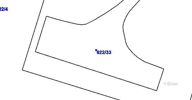 Parcela st. 622/33 v KÚ Dyje, Katastrální mapa