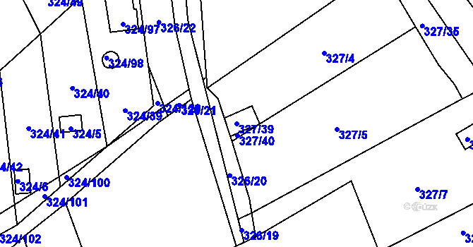 Parcela st. 327/39 v KÚ Dyje, Katastrální mapa