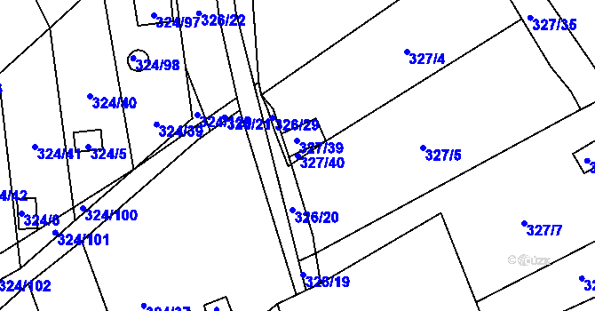 Parcela st. 327/40 v KÚ Dyje, Katastrální mapa