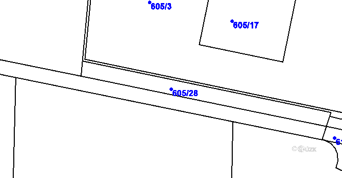 Parcela st. 605/28 v KÚ Dyje, Katastrální mapa