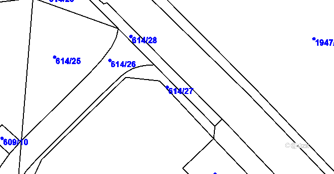 Parcela st. 614/27 v KÚ Dyje, Katastrální mapa