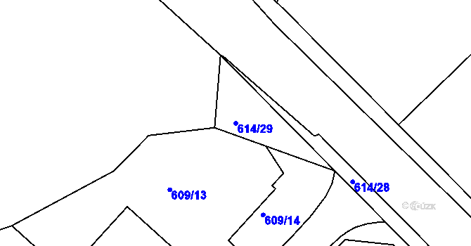 Parcela st. 614/29 v KÚ Dyje, Katastrální mapa