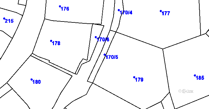 Parcela st. 170/5 v KÚ Dyje, Katastrální mapa