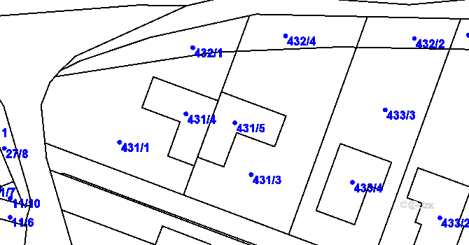 Parcela st. 431/5 v KÚ Dyje, Katastrální mapa