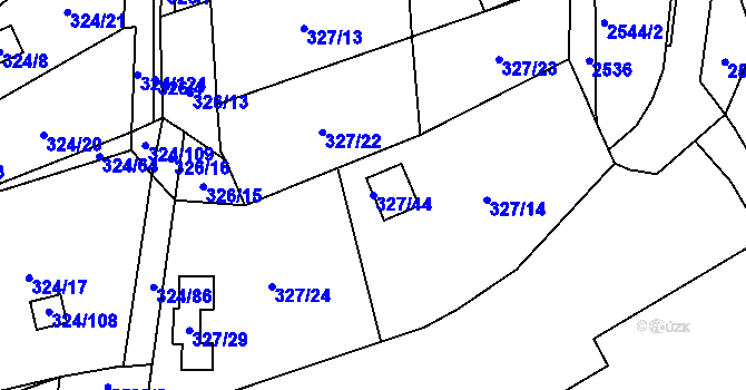 Parcela st. 327/44 v KÚ Dyje, Katastrální mapa