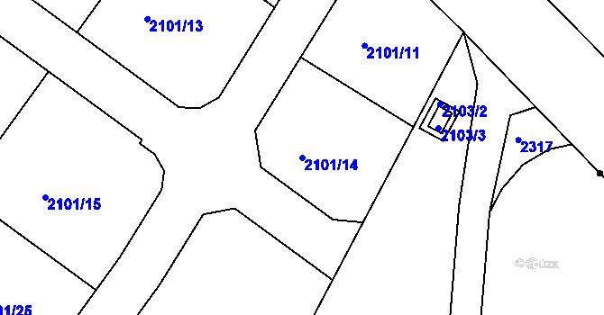 Parcela st. 2101/14 v KÚ Dyje, Katastrální mapa