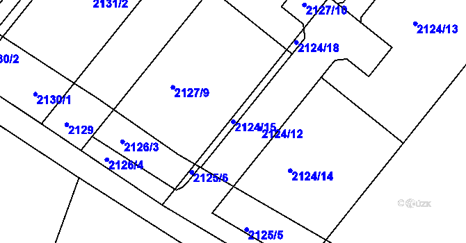 Parcela st. 2124/15 v KÚ Dyje, Katastrální mapa