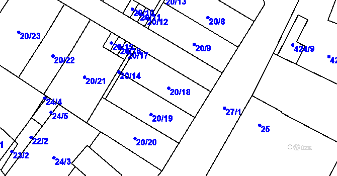 Parcela st. 20/18 v KÚ Dyje, Katastrální mapa