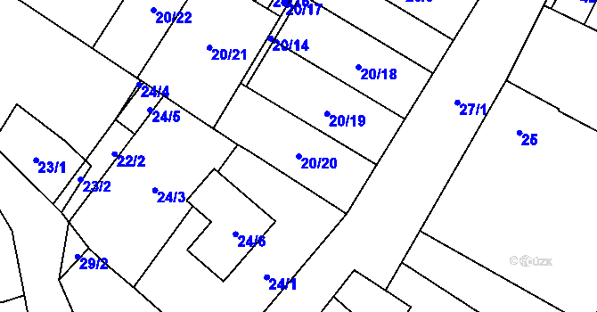 Parcela st. 20/20 v KÚ Dyje, Katastrální mapa