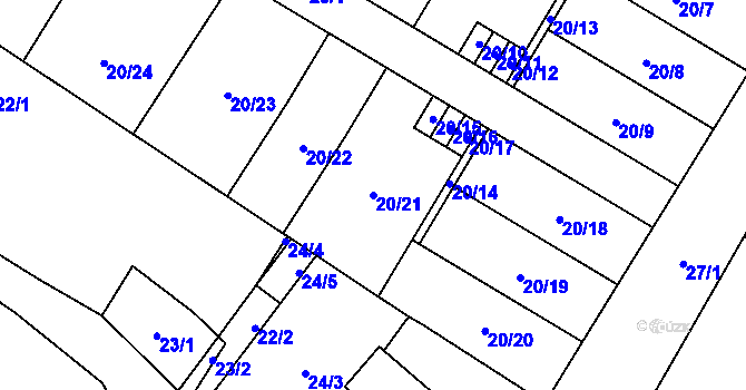 Parcela st. 20/21 v KÚ Dyje, Katastrální mapa
