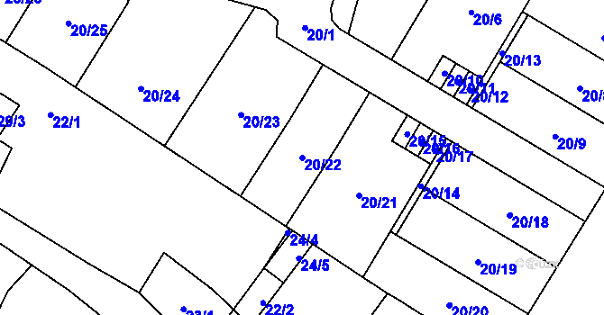 Parcela st. 20/22 v KÚ Dyje, Katastrální mapa
