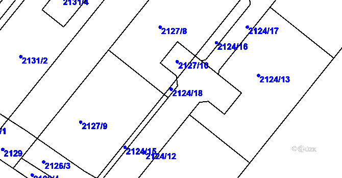 Parcela st. 2124/18 v KÚ Dyje, Katastrální mapa