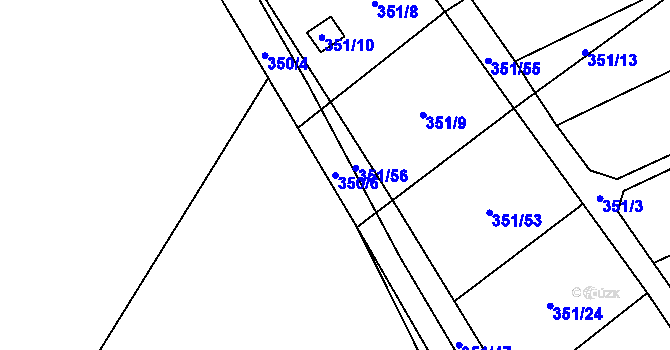 Parcela st. 350/6 v KÚ Dyje, Katastrální mapa