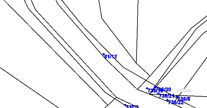Parcela st. 81/12 v KÚ Dyjice, Katastrální mapa
